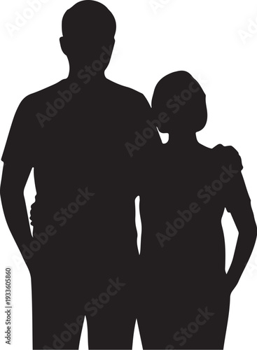 Black silhouette of man and woman standing together