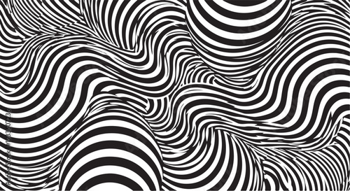 Abstract distorted wavy stripes pattern vector design. Optical illusion waves background.