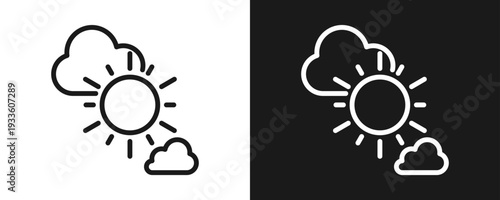 Clear Sky Icon Set Outline In White And Black Background