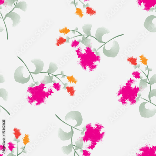 Vector seamless pattern design, flowers Illustration brush style, editable file in eps.10. Match for packaging, textile, wallpaper, wrapping, fabric, etc.