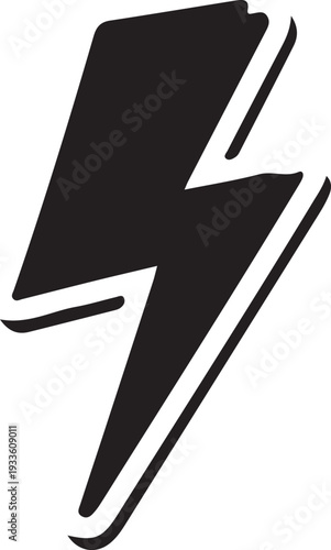 A vibrant black, hand-drawn lightning bolt graphic with a bold outline, representing speed, electric power, and sudden inspiration.