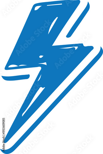 A vibrant blue, hand-drawn lightning bolt graphic with a bold outline, representing speed, electric power, and sudden inspiration.