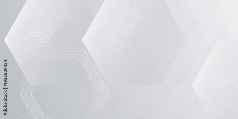 Fototapeta premium White abstract glowing geometric hexagon lines with technology digital hi-tech concept background