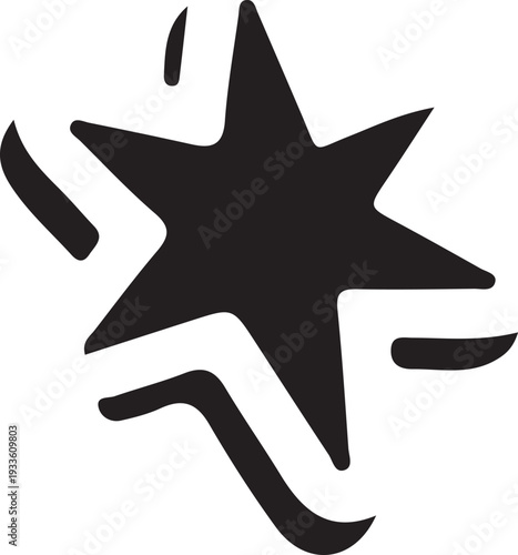 A stylized, bold black star with a hand-drawn aesthetic and high-contrast outline, representing excellence, aspiration, and celestial beauty.