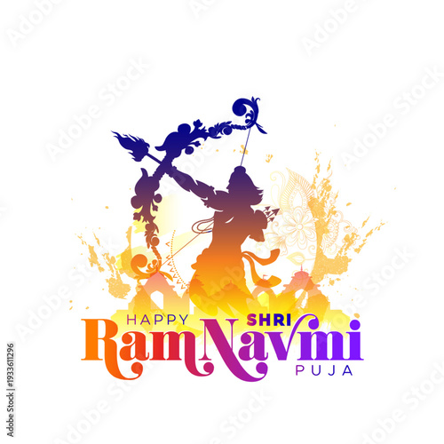 Happy Ram navmi fest. Rama Navami is a Indian Hindu festival that celebrates the birth of Rama.
