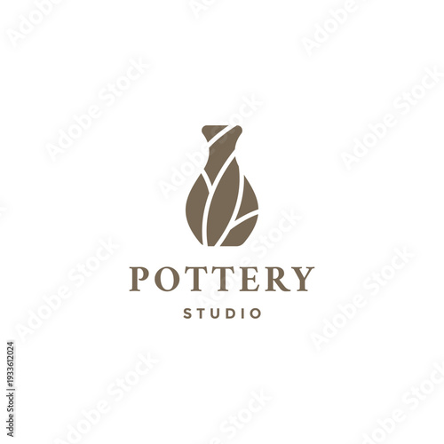 Pottery logo design template flat vector