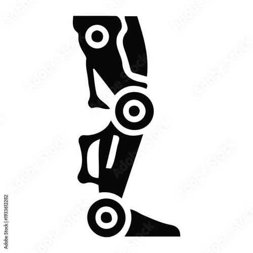 Sleek black silhouette of a sophisticated bionic leg, symbolizing technological advancements in prosthetics and human augmentation for future mobility
