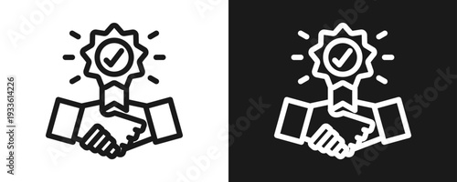 Commitment Icon Set Outline In White And Black Background