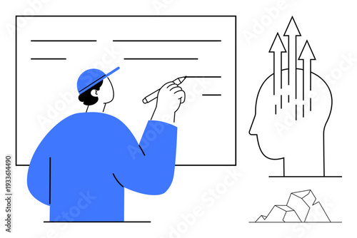 Creative thinking concept. Creative thinking enhancing learning, innovation, and education. Creative thinking guiding skill building and brainstorming for business, education, and design. Broad