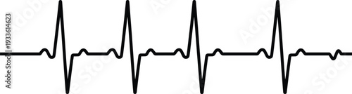 Heartbeat ECG line icon isolated on white background, electrocardiogram pulse waveform symbol for medical monitoring, cardiology health care and emergency design graphic
