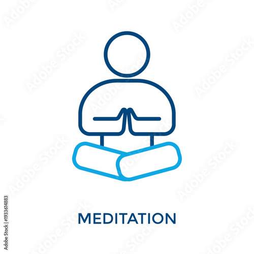 Meditation Icon Outline Color Style. Vector Illustration For Graphic Design