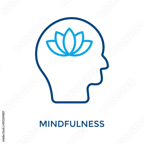 Mindfulness Icon Outline Color Style. Vector Illustration For Graphic Design