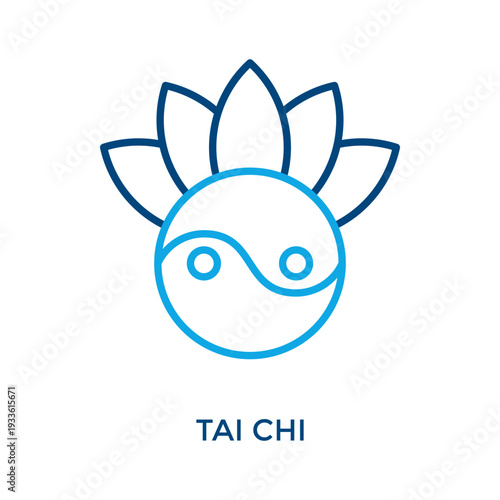 Tai Chi Icon Outline Color Style. Vector Illustration For Graphic Design