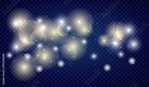Starry night transparent background. Vector illustration.