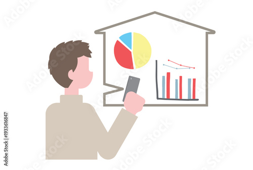 家の光熱費の使用状況をスマホで確認する男性