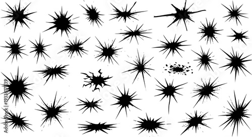 Diverse Vector Pack of Abstract Black Splatter and Burst Designs