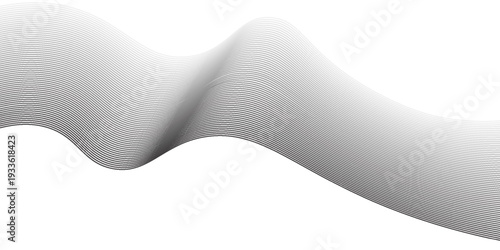 Abstract wave element for design. Digital frequency track equalizer. Stylized line art background. Vector illustration. Wave with lines created using blend tool. Curved wavy line, smooth stripe.