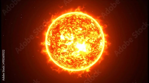 Vibrant solar surface with intense orange flames.