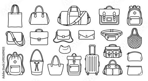 Minimalist Line Art Bag and Container Collection