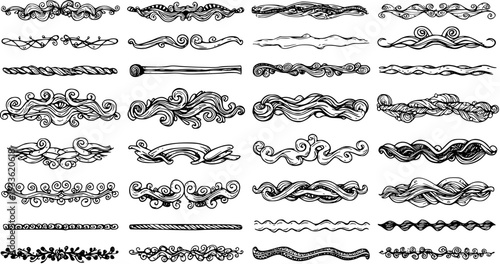 Hand-Drawn Ornaments and Dividers: Vintage Decorative Elements for Graphic Design