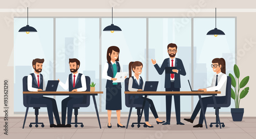 Business Professionals Working Together in Meeting Room.