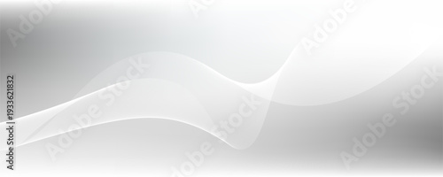 Minimalist abstract design featuring white wavy lines on a smooth light grey background, creating a clean modern look. Vector eps 10