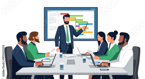 Businessman Presenting to Colleagues in Meeting Room.