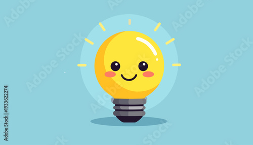 Smiling Light Bulb Idea Cartoon Character