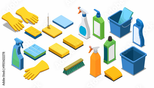 Cleaning Supplies Isometric Vector Illustration