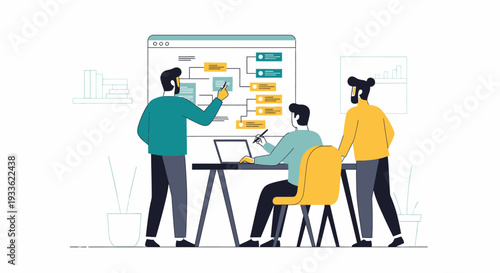 Team Collaboration Meeting with Whiteboard Discussion.