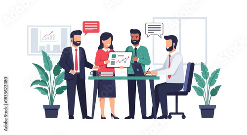 Business Professionals Discussing Documents at Meeting.