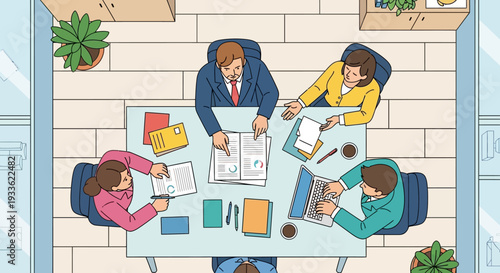 Business Team Meeting Around Office Table.