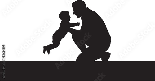 Silhouette of man playing with baby black