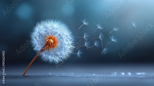 Dandelion Seeds in Breeze with Out-of-Focus Background Creating Serene and Dreamy Atmosphere