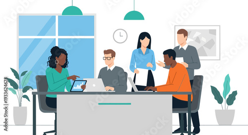 Diverse Business Professionals in Modern Office Meeting.