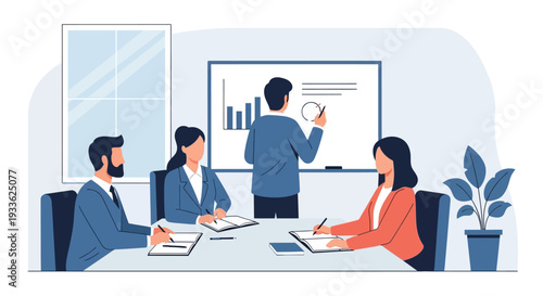 Business Team Meeting with Presentation Analysis.