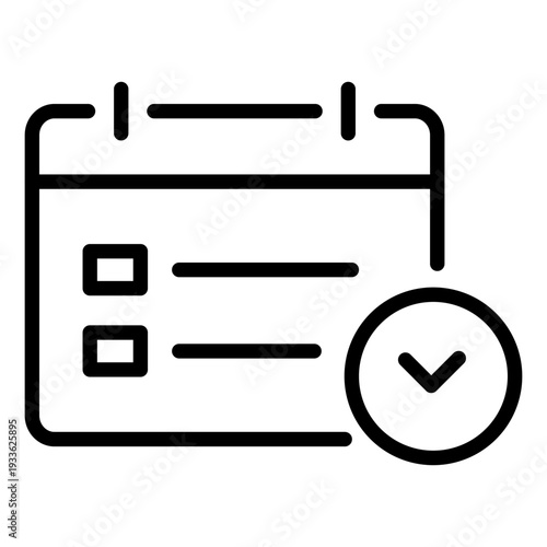 Minimalist icon of a calendar with a checkmark symbol representing a table booking or reservation
