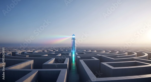 Lighthouse Guiding Through Complex Maze Finding a Solution