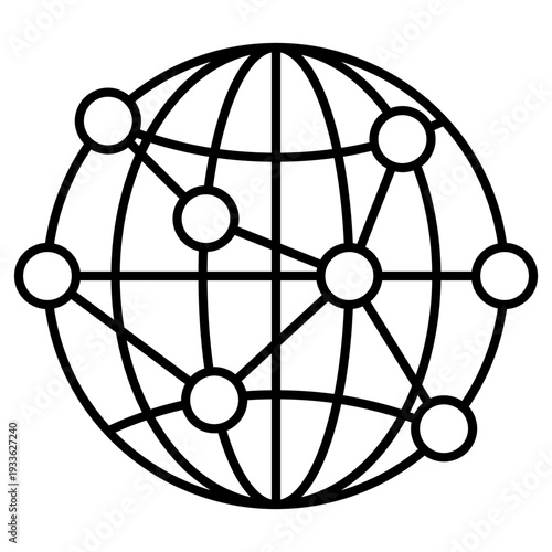Global network connection icon on a world globe sphere
