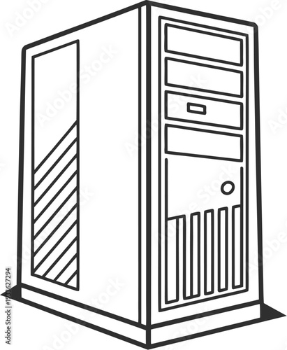 Computer server tower with multiple disk drives and ventilation