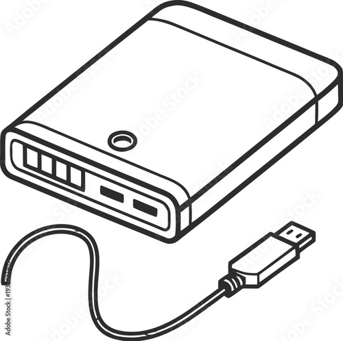 Portable power bank with USB cable for mobile charging on the go