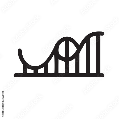 Bold Roller Coaster Icon Black Minimal Vector
