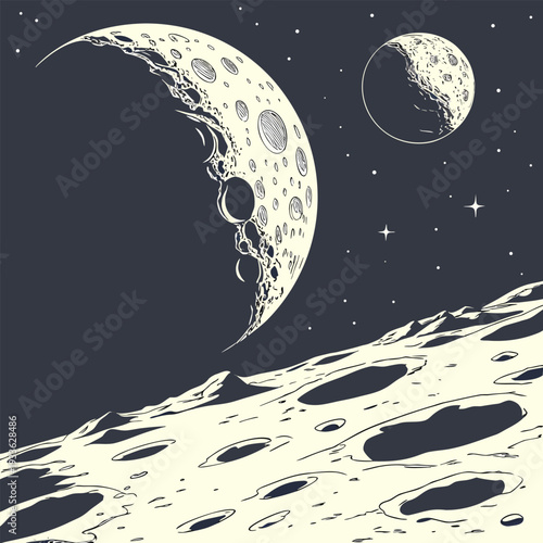 Earthrise View from the Moon Surface