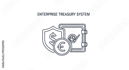 Enterprise Treasury System Security and Finance Icons.