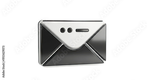 3D Icon of a Black and White Envelope