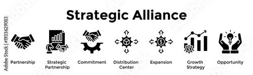 Strategic Alliance Banner Web Icon Vector Illustration Concept For Partnership, Strategic Partnership, Commitment, Distribution Center, Expansion, Growth Strategy, Opportunity