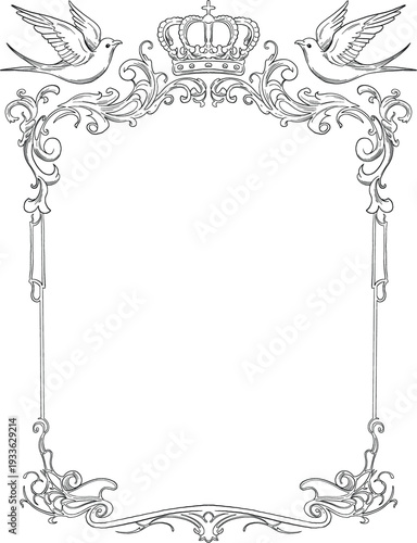 Baroque Decorative Border and Frame Vintage Ornament Illustration