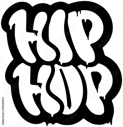 Hip hop graffiti style text in black and white