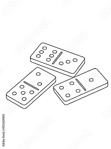 Three domino pieces falling in a row on flat surface