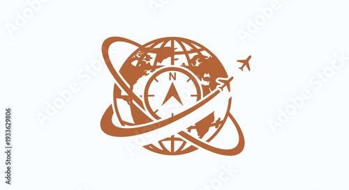 Global Travel Compass and Airplane Icon.